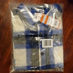 Blue and white plaid shirt